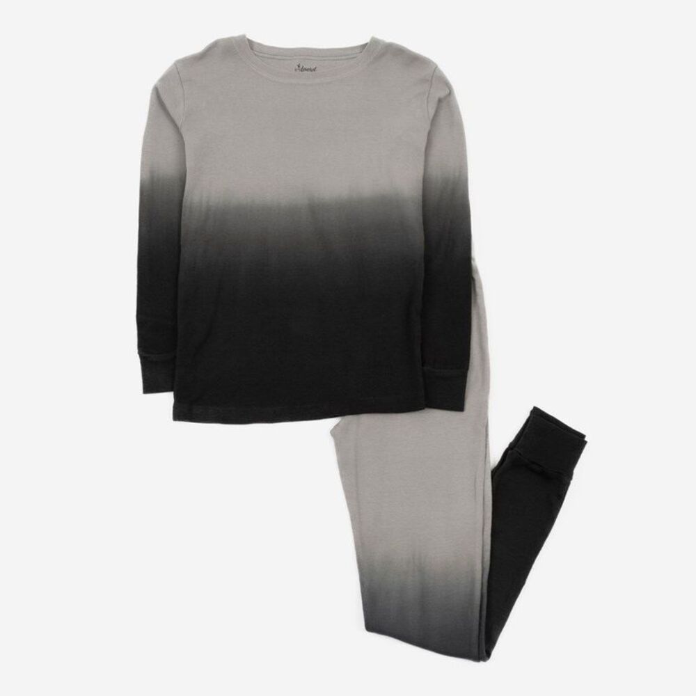 LEVERET -  Kids Two Piece Cotton Pajamas Tie Dye Gray Tie Dye Gray